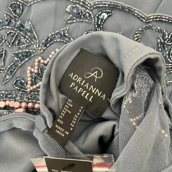 NWT Adrianna Papell Women's Beaded Bodice Formal Maxi Dress with GGT Skirt Blue - Picture 10 of 12